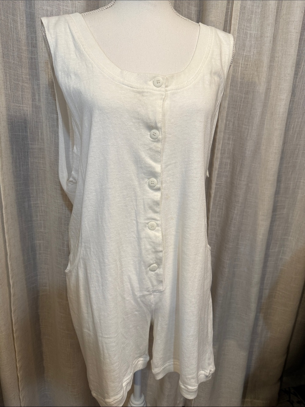 NWT-Vintage Palmetto’s White Cotton Sleeveless Romper Cover Up-Medium
